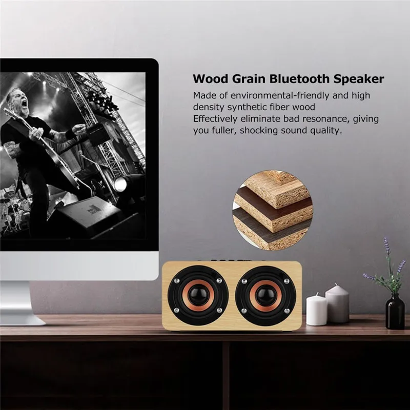 Lemonman W5 bluetooth динамик 10 Вт дерево Бумбокс Беспроводной bluetooth динамик сабвуфер высокой мощности 2000 мА/ч, Батарея