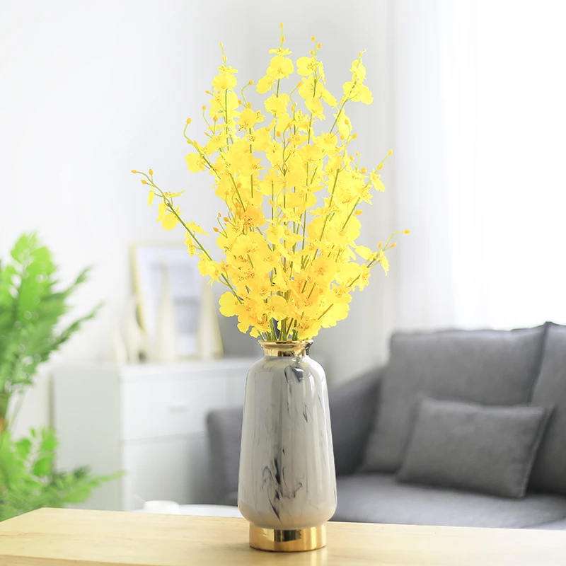 5 шт. 1 м желтый Oncidium Искусственные цветы розовый фиолетовый Шелковый Искусственный цветок Орхидея Cymbidium домашний Декор украшение стола