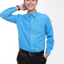 Новая синяя мужская рубашка с длинными рукавами, Свадебные/Выпускные рубашки для жениха, одежда для отдыха, мужские вечерние деловые рубашки(39-44
