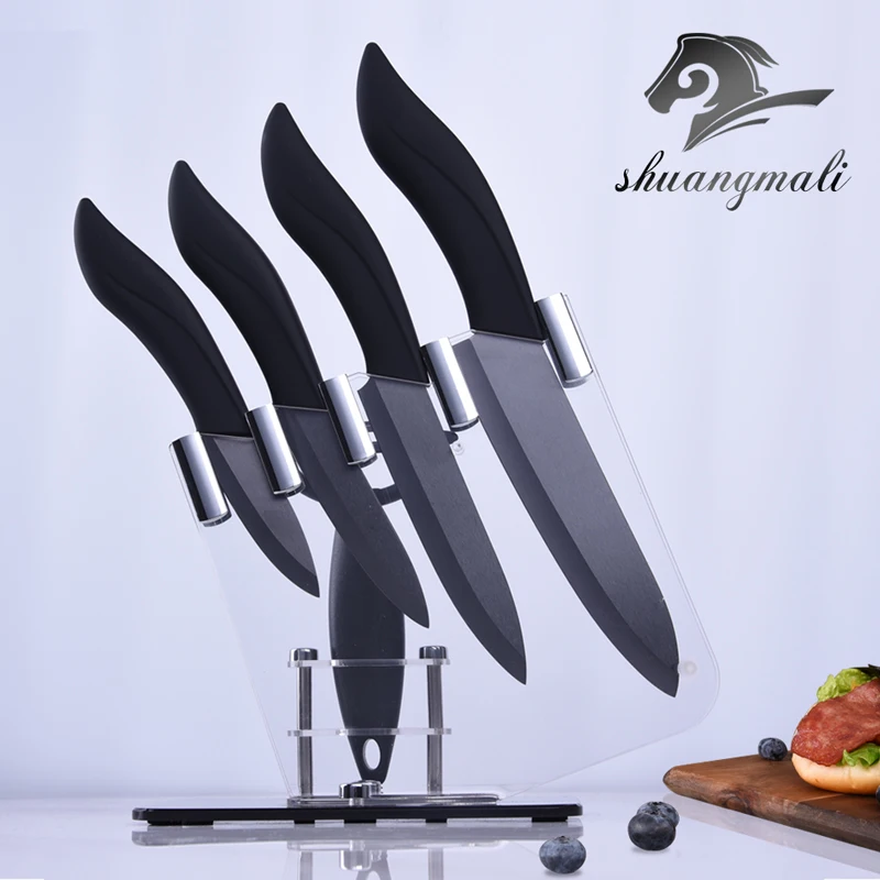 

Ceramic Knives Set 3 4 5 6 inch Japanese Knives Meat Slicing Paring Bread Knife Black Zirconia Cooking Tools With Stand Holder