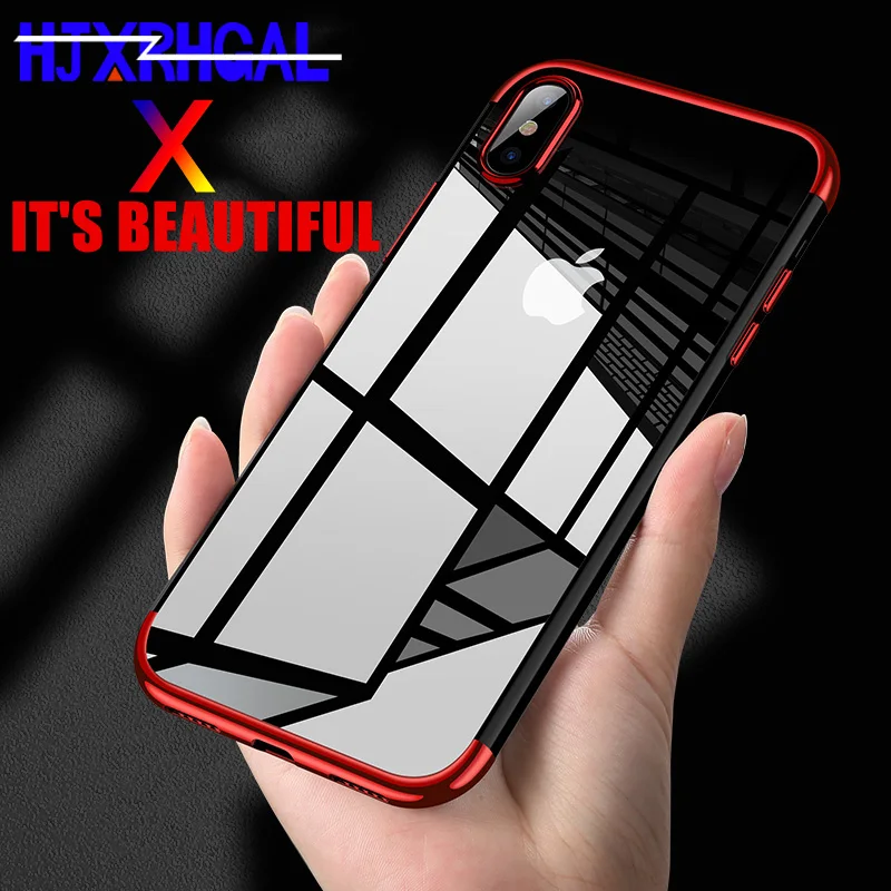 

Luxury Soft TPU Silicone Phone Cases For iPhone X 10 XR XS Max Cover Transparent Shell For iphon6s 6 7 8 Plus Clear Plating Case