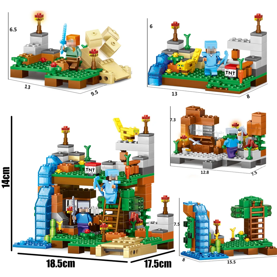 

378pcs 4 in 1 MY WORLD Compatible Legoed Minecrafted figures city Building Blocks Bricks Set Educational toys for children gift