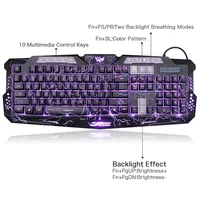 Gaming Keyboard Mechanical Computer Keyboard USB Wired LED 3 Color Red/Blue/Purple Backlit Gamer Lighted Keyboard With MousePad 2