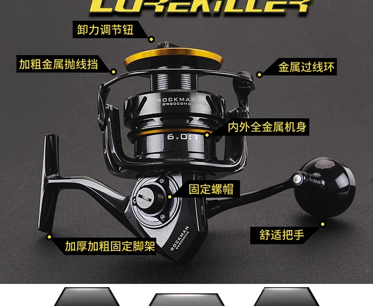 Molinete de Pesca Carretel de Metal Lurekiller Japão Fiação Cheio Stella Popping Bobinas Jigging Carretel Sw8000hg 12 Lurekiller japão molinete de pesca fiação carretel