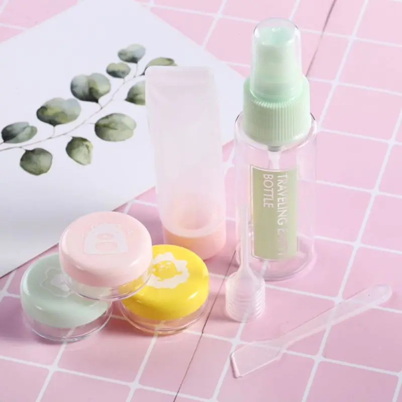 

7Pcs/Set Travel Portable Mini Makeup Container Refillable Empty Bottles Jars Sweet Candy Color Plastic Clear Cosmetic Dispenser