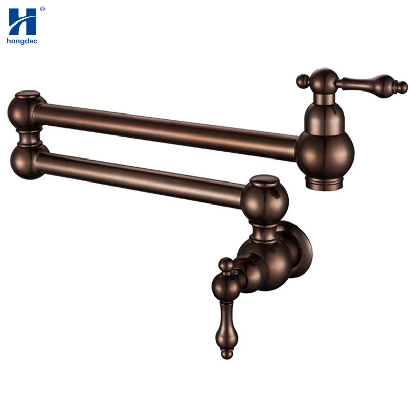 Hongdec Wall Mount brass ORB Pot Filler Folding Faucet Stretchable Double Joint Swing Arm Kitchen Sink tap | Обустройство дома