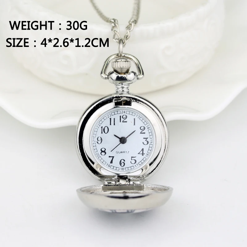 Alice in Wonderland Theme Silver Quartz Pocket Watches Vintage Rabbit Fob Watches Women Children Necklace New 3