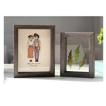 

Double-sided glass photo frame plant specimen box 6 inch 7 inch wooden creative table decoration 3