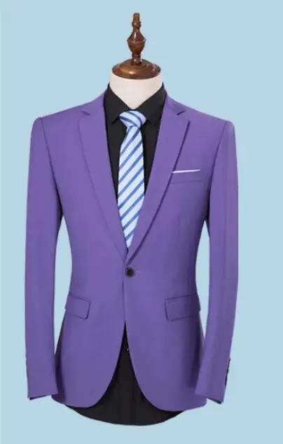 2 Pieces Light Purple Men Suits One Button Wedding Suits Peak Lapel Wedding Party Suits (Jacket+Pants+Tie) Custom Groom Suit