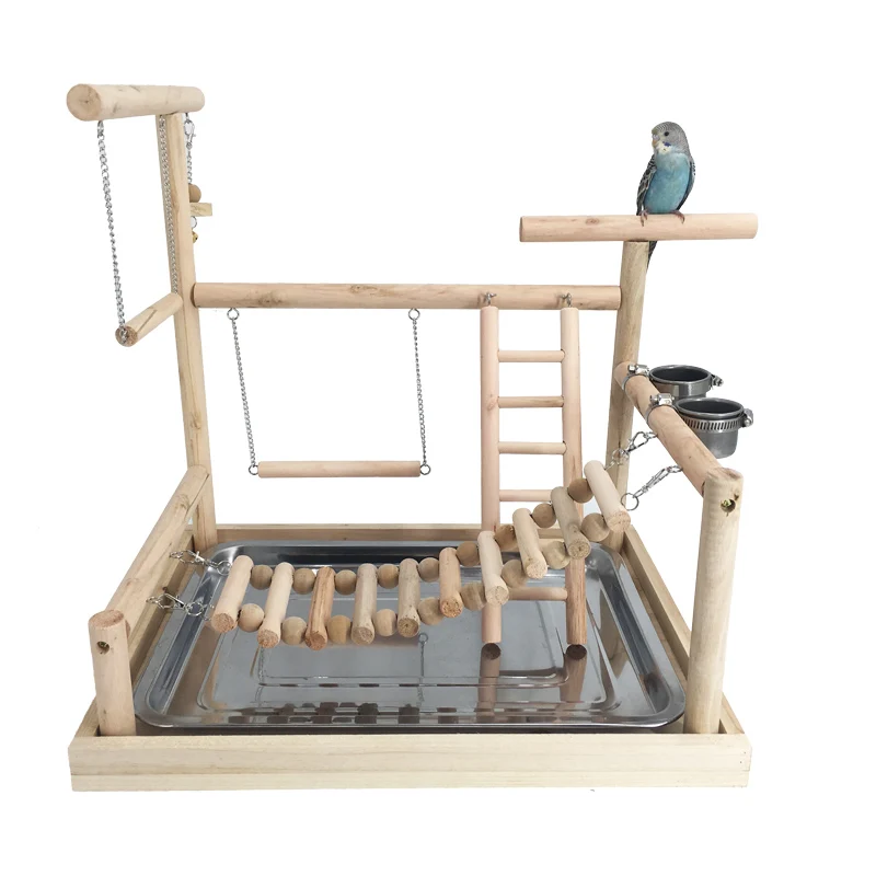 

Pet large parrot bird playground wood squid Gym bracket game fence bird ladder practice game toy cup WF629150