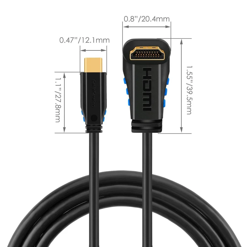 Переходник с HDMI на 4K Type C (совместимый Thunderbolt 3) под прямым углом кабель 90 градусов