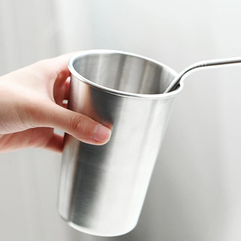 16OZ12OZ Stainless Steel Cup Beer Tumbler Brief Style Coffee Tea Mug Bar Cafe Juice Drinking Cup Durable Metal Kids Milk Mug (2)