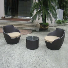 3 pcs Dark Brown Resin Wicker Obelisk Chair , Rattan Bullet Sofa Set transport by sea