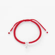 La MaxZa 925 пробы Серебряный 7 мм маленький колокольчик Шарм классические Толстые браслеты из красной веревки нить линии струны браслеты для женщин