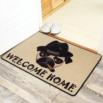 

Nylon Fabric Cartoon Dog Pattern Rug Camel Non-Slip Doormat Thin Kitchen Bedside Carpet for Children Home Decorator Floor Rug