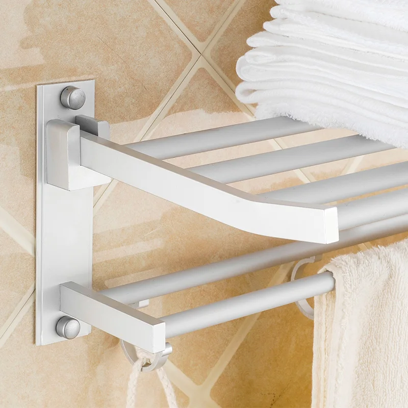 2 в 1 Складная полка для ванной/Крючок хранения полотенец|aluminium bathroom accessories|bathroom