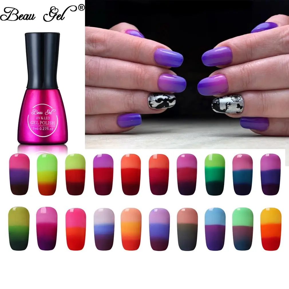 

Beau Gel 7ml Nail Art Temperature Change Color UV Gel Nail Polish Soak Off LED Nail Gel Lacquer Semi Permanent Gel Varnishes
