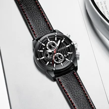 MINIFOCUS Top Marca de Luxo Mens Relógios Desportivos Quartzo Negócio Relógio À Prova D’ Água Chronograph Data Pulseira de Couro Relogio masculino