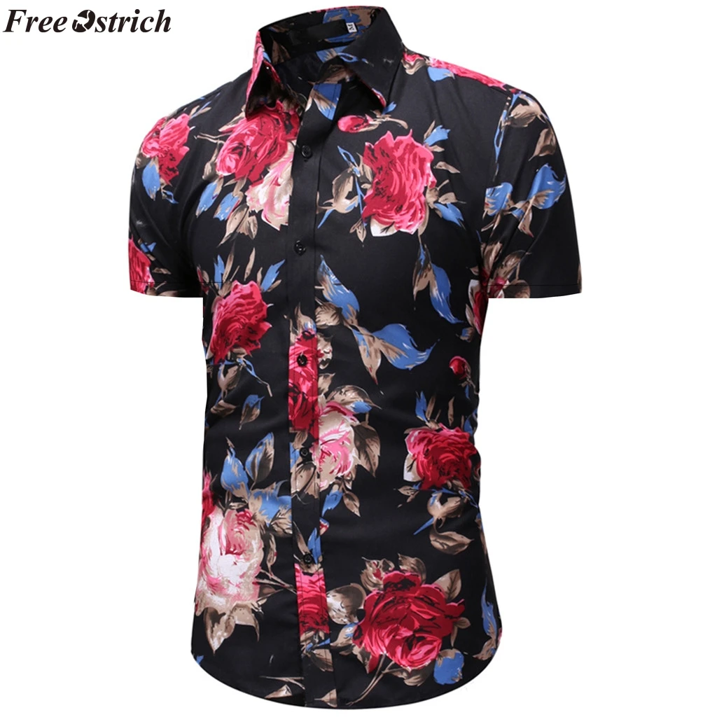 mens black shirt with red roses