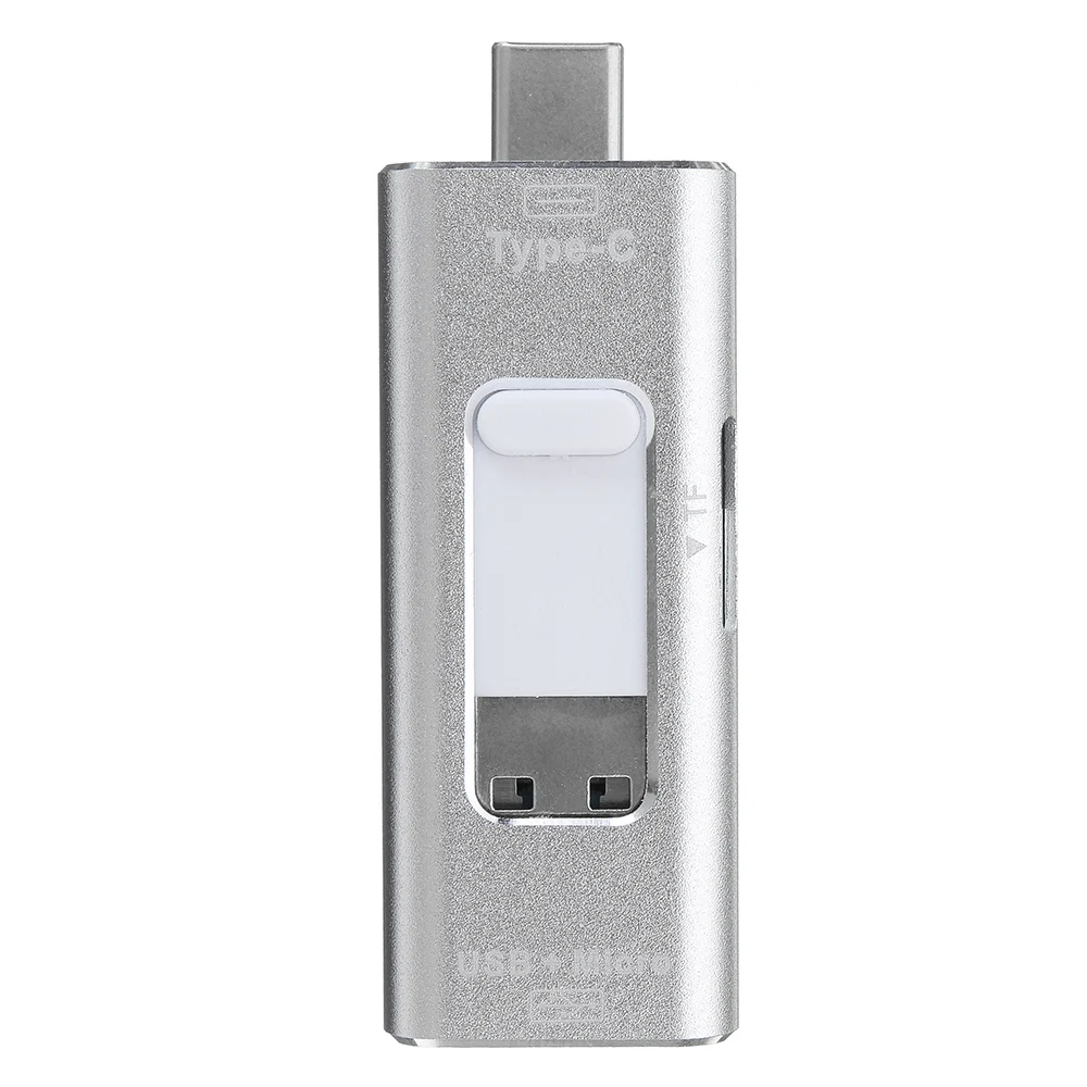 LEORY type-C адаптер 3 в 1 высокоскоростной TF кард-ридер micro sdcard адаптер USB карта памяти OTG для смартфона металл - Цвет: Серебристый