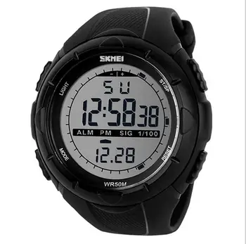 

LinTimes LinTimes Men Big Case Waterproof Multifunctional Military Sport Wrist Watch Digital LED Sport Watch with Rubber Band