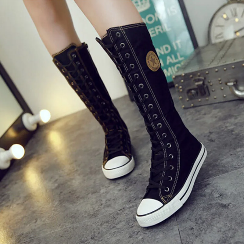 flat knee high boots plus size