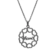

Heart Mama Necklace Silver Color Stainless Steel Jewelry Woman Round Necklcae Personalized Couple Name Necklace Fashion 2019