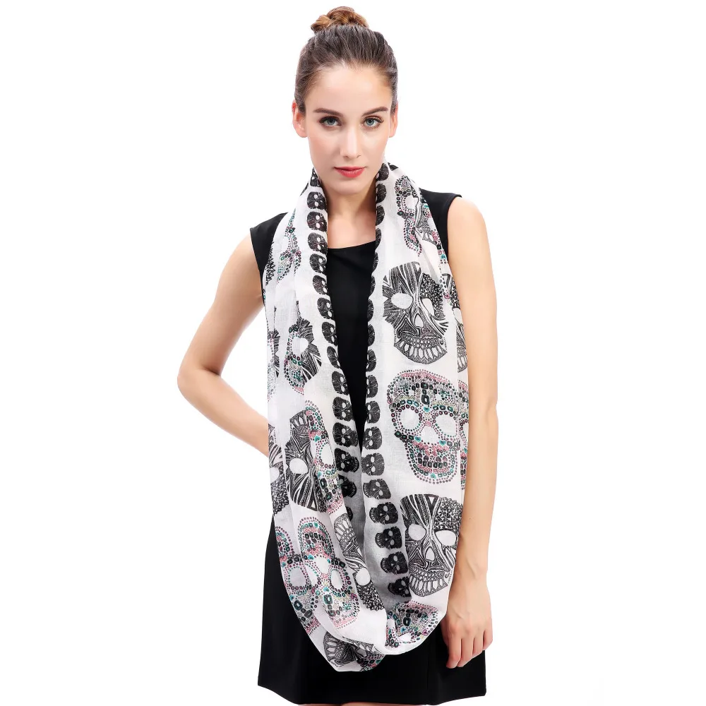 Женский шарф с принтом в виде черепа|scarf accessories|printed scarfscarf infinity |