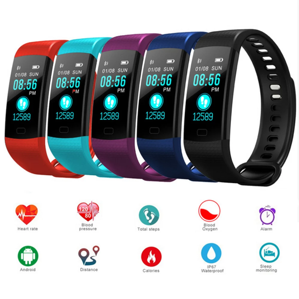 

Y5 Smart Band Color Screen Bracelet Waterproof Bluetooth Smart Wristband With Heart Rate Tracker Fitness Tracker Smart Watch Men