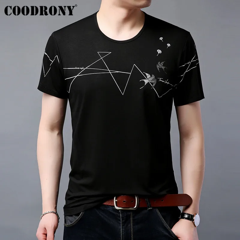 

COODRONY Cotton T Shirt Men Short Sleeve T-Shirt Men Chinese Painting Summer Casual Men's T-Shirts O-Neck Tee Shirt Homme S95048