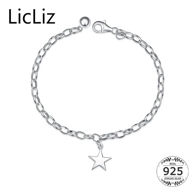 Licliz Simple Silver Star Bracelet 925 Ball Bracelets Bangles With Licliz Simple Silver Star Bracelet 925 Ball Bracelets Bangles With Charms Jewelry Women Cuff Links Chain
