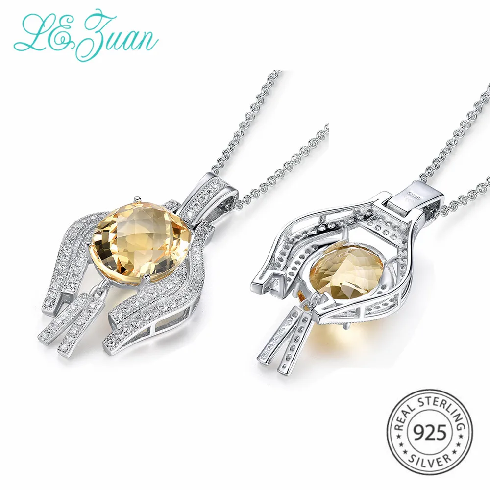 L& zuan ожерелье из стерлингового серебра 925 пробы 7.57ct натуральный цитриновый кулон романтичный цветок ювелирные украшения для женщин Рождественский подарок