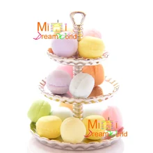 1:12 Кукольный Миниатюрный Серебряный 3 Уровня Блюдо Ужин 1 шт.+ 15 шт. Миндальное Печенье