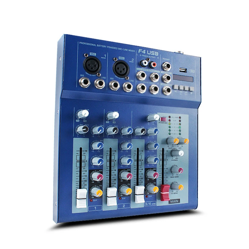 

F4 4 road professional performance mixer with reverb USB stage / dance DJ mixer Effects Processors