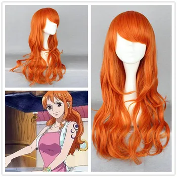 

Japanese anime One Piece women Nami cosplay wig Nami Orange long wavy hair role play wig costumes