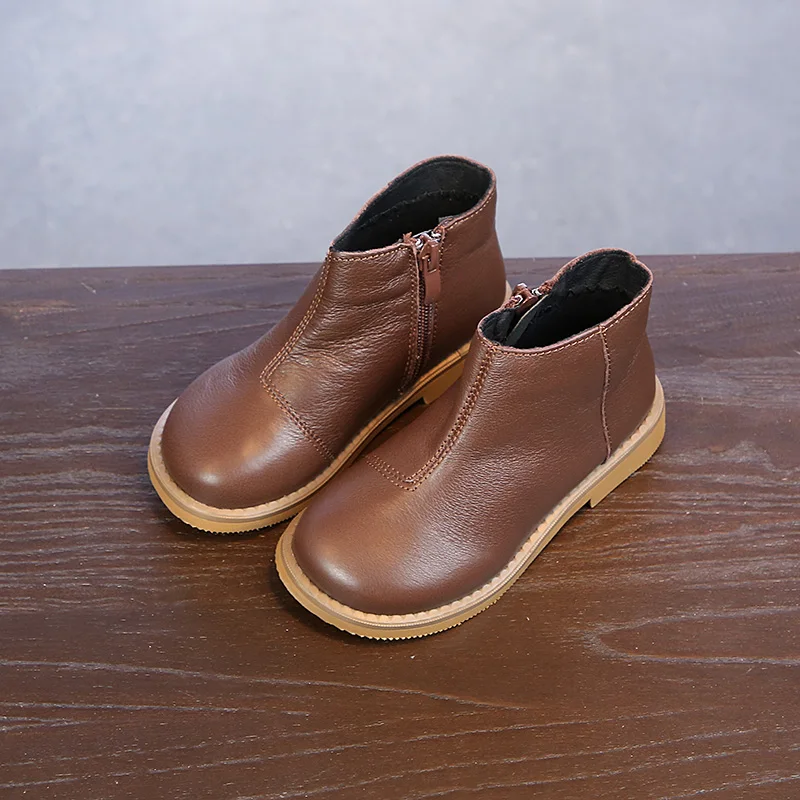 

Autumn Children's shoes 2018 flat New Girls Fashion Korean Non-slip genuine leather school boys boots super perfect Martin