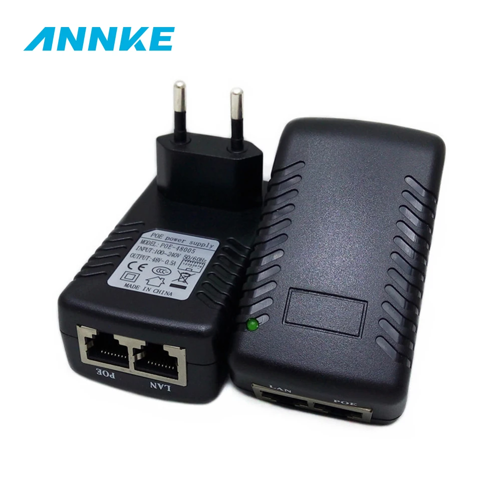 

ANNKE EU Plug POE Injector 48V 0.5A POE Power Adapter For IP Security Camera POE Pin 4&5(+), 7&8(-)