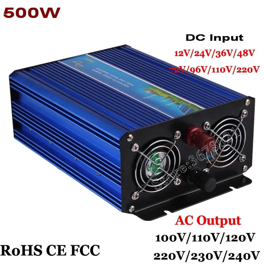 500W Off Grid Inverter 12V24V/36V/48V to AC 100/110/120/220/230/240V with 1000W Surge Power Pure Sine Wave | Обустройство дома
