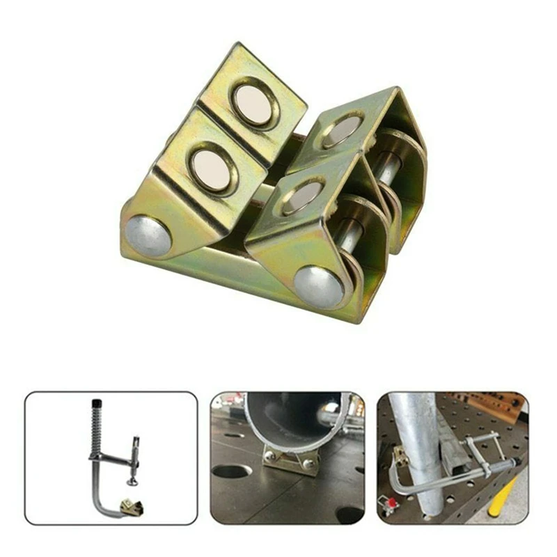 

Magnetic V-Type Clamps V-Shaped Magnetic Welding Holder Welding Fixture Adjustable Magnetic V-Pads Strong Hand Tool(2Pcs)