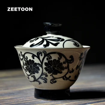 

135ml Japanese Style Dehua White Porcelain Gaiwan Ceramic Teapot Master Cup Tea Maker Tea Bowl Vintage Kung Fu Tea Set Teaware