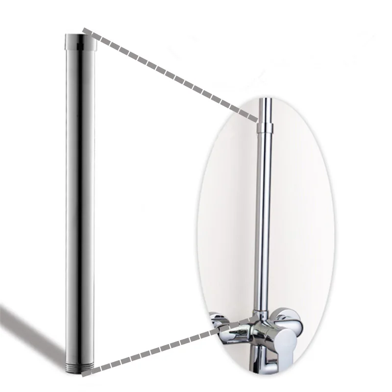 Shower Pipe Extension shower head extender 12" (30CM) Solid Brass Chrome Finish Round Bathroom Shower Faucet Pipe Extension Tube Bar