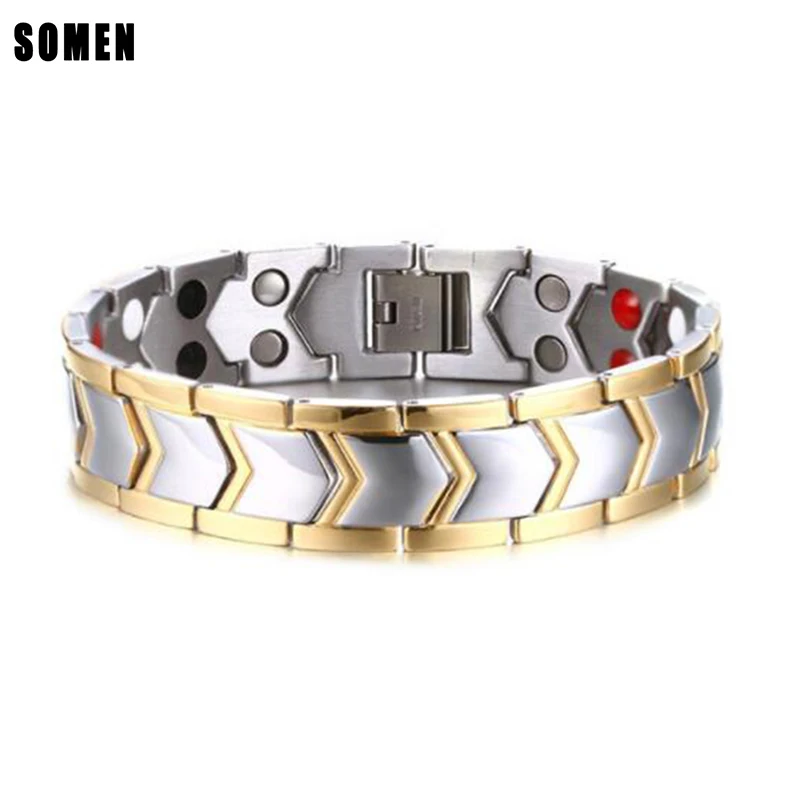 

New Classic Style Titanium Magnetic Bracelet for Men Gold Color Chain Health Energy Germanium Bracelets Bangles Fashion Jewelry