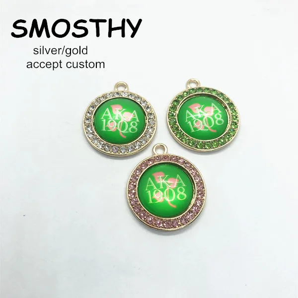 

AKA 1908 green circle charm crystal in various color DIY-pic making accessory OPC206 sorority greek rhinestone bead.10pcs/lot