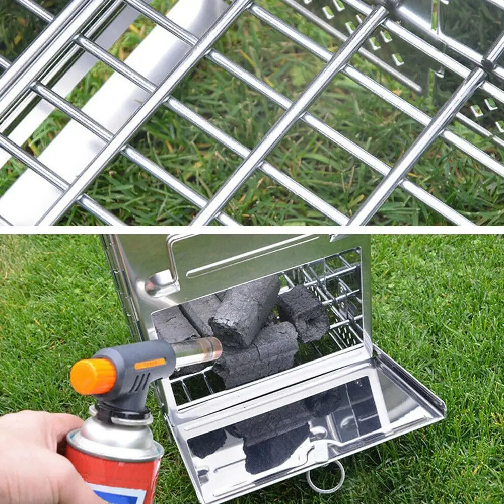 

Wood Stove Stainless Steel Portable BBQ Picnic Stove BBQ Grills Small Folding Grill Wood Charcoal Stove