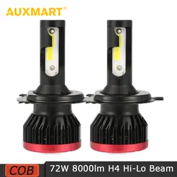 Auxmart Hi-Lo луч H4 автомобилей светодиодные фары удара 9003 HB2 72 W 8000LM 6500 K-автомобиль "все в одном Свет автомобиля с Вентилятор охлаждения 12 v