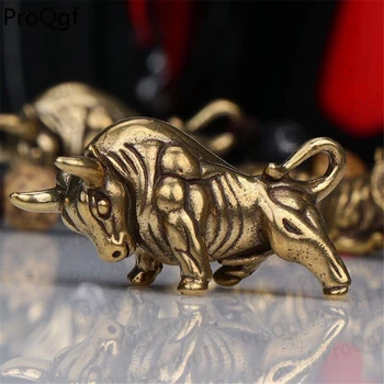 

Prodgf 2Pcs A Set cow art animal bronze keychain