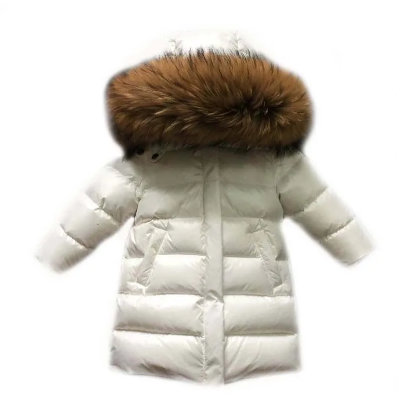 

Children's Winter Coat Kids Winter Jackets Boy Girl Thick Duck Down Coat with Natural Fur Baby Infant Snowsuit Snow Parkas Child