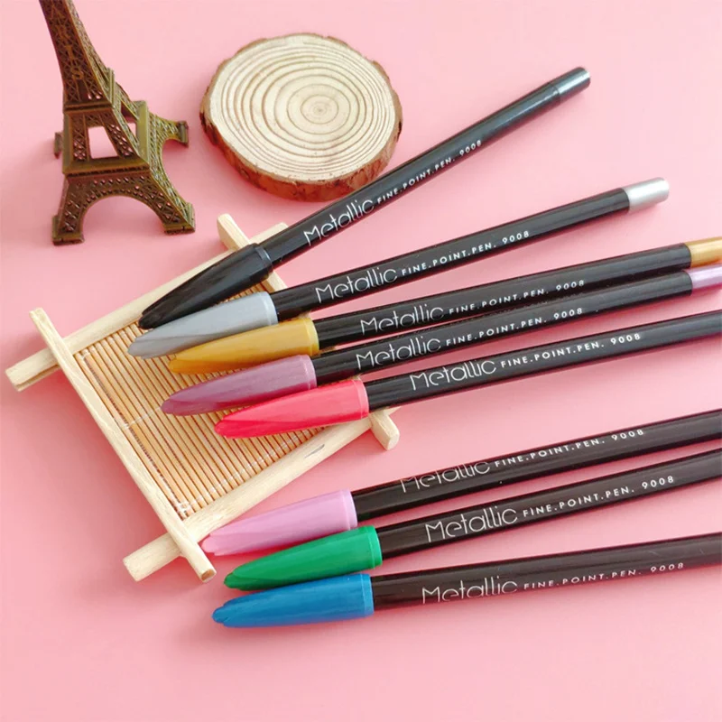 

48 pcs/Lot 8 color Metallic marker pen set Album Frame Greeting card Painting Drawing Art supplies Wholesale Stationery F653