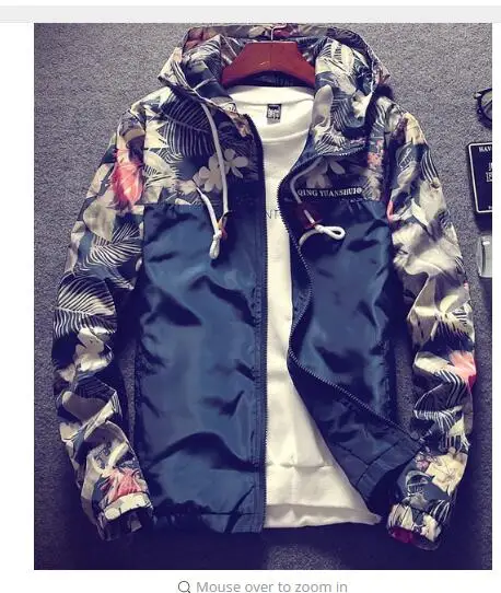 Grandwish/куртка-бомбер с цветочным рисунком для мужчин/женщин, в стиле хип-хоп, тонкая куртка-пилот с цветочным принтом, мужская куртка с капюшоном, большие размеры 4XL, PA571 - Цвет: Navy
