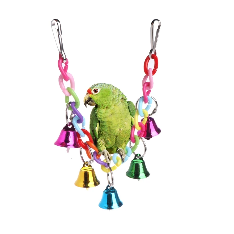 Bird Hanging Toy Parrot Swing Toys Birds Perch Bells Holder Hanging